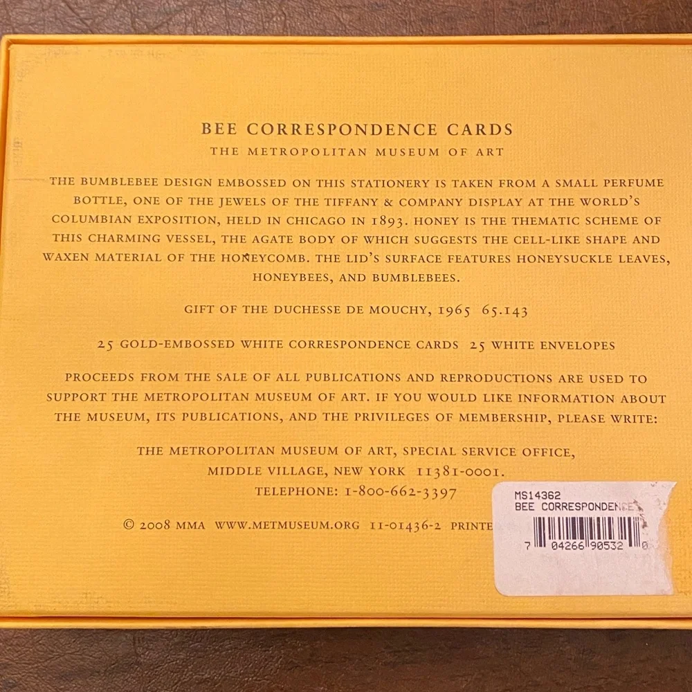 Metropolitan Museum of Art Bumblebee Set - 25 Correspondence Cards/Envelopes - Picture 3 of 3